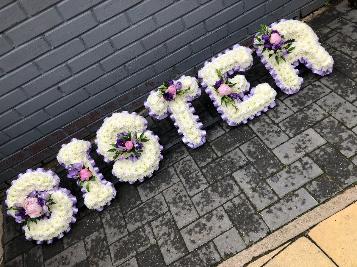 Sister Tribute Funeral Flowers Vanilla Blue Flowers