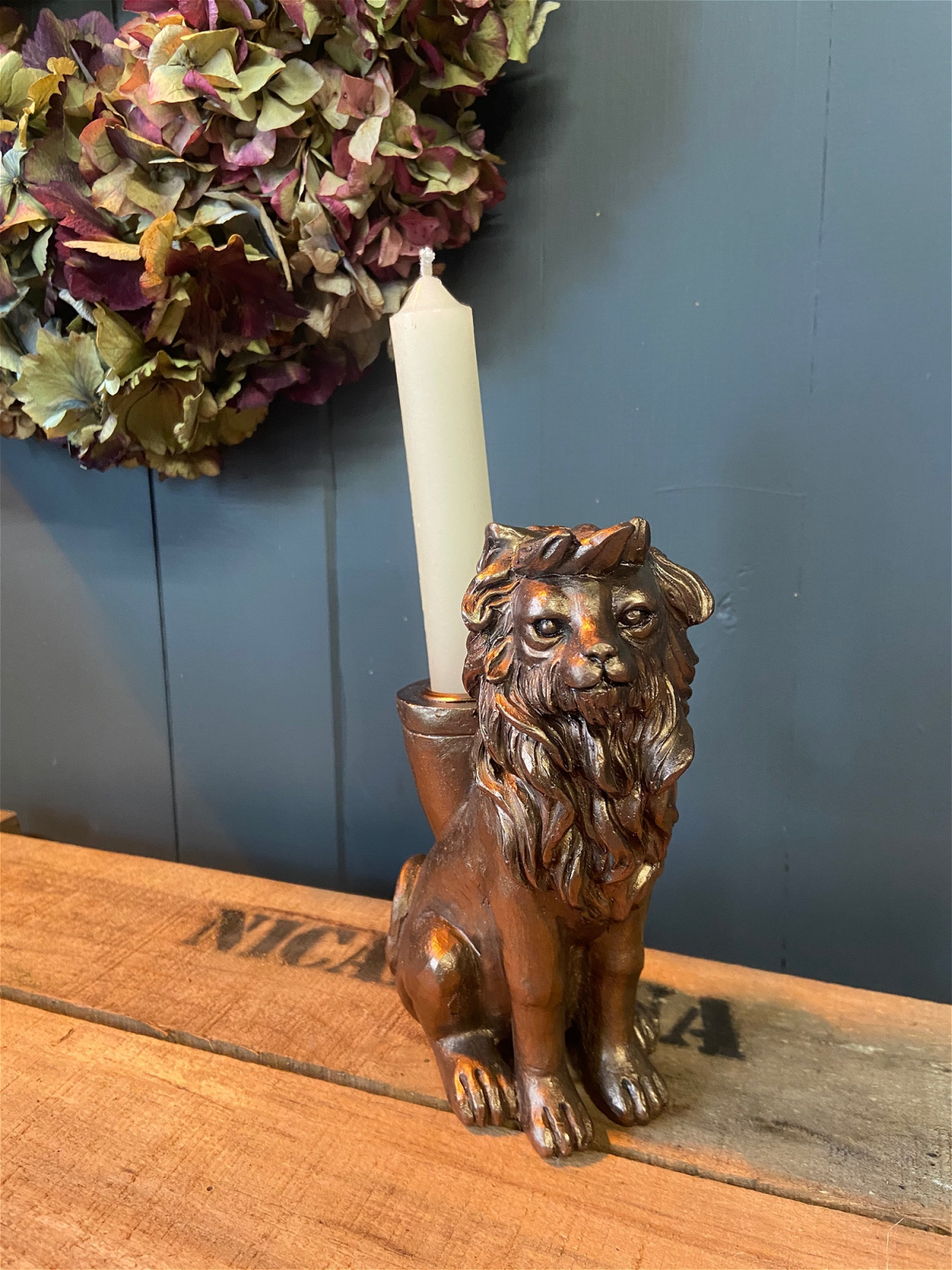Lion Candle Holder Homeware Flower Garden