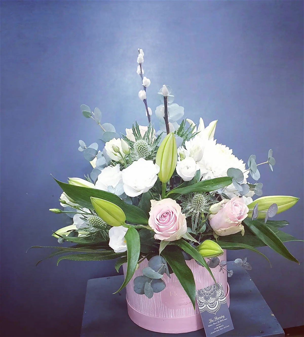 Floral hat box arrangement. Arrangements The Floristry