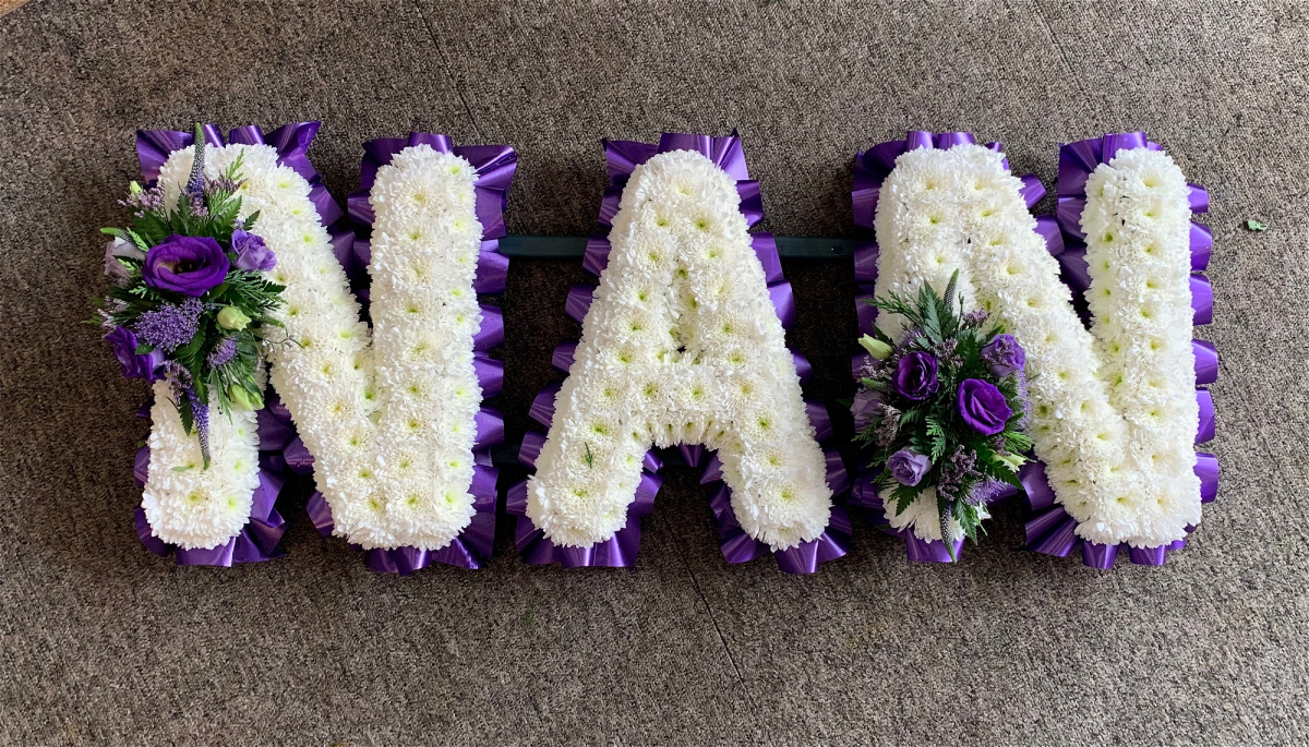 NAN letter tribute Funerals Buds and Blooms